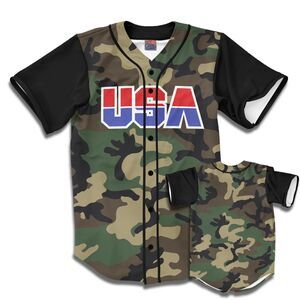 USA Baseball Jersey Camo (Green) Mens M Womens L USA Drinking Team